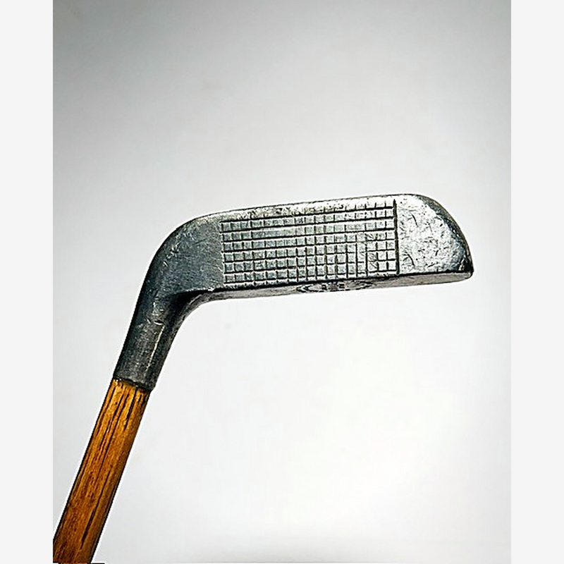 Mills Ray model putter hickory golf grid scored face at address