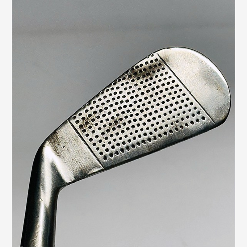 Burke Grand Prize 2 mid-iron head hickory golf, dot-punched face