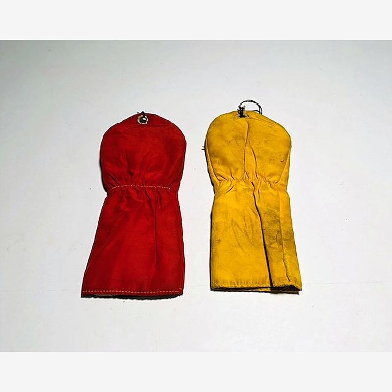Red & Yellow Nylon Headcovers 1-3 | Vintage Golf — hickory golf, view 2
