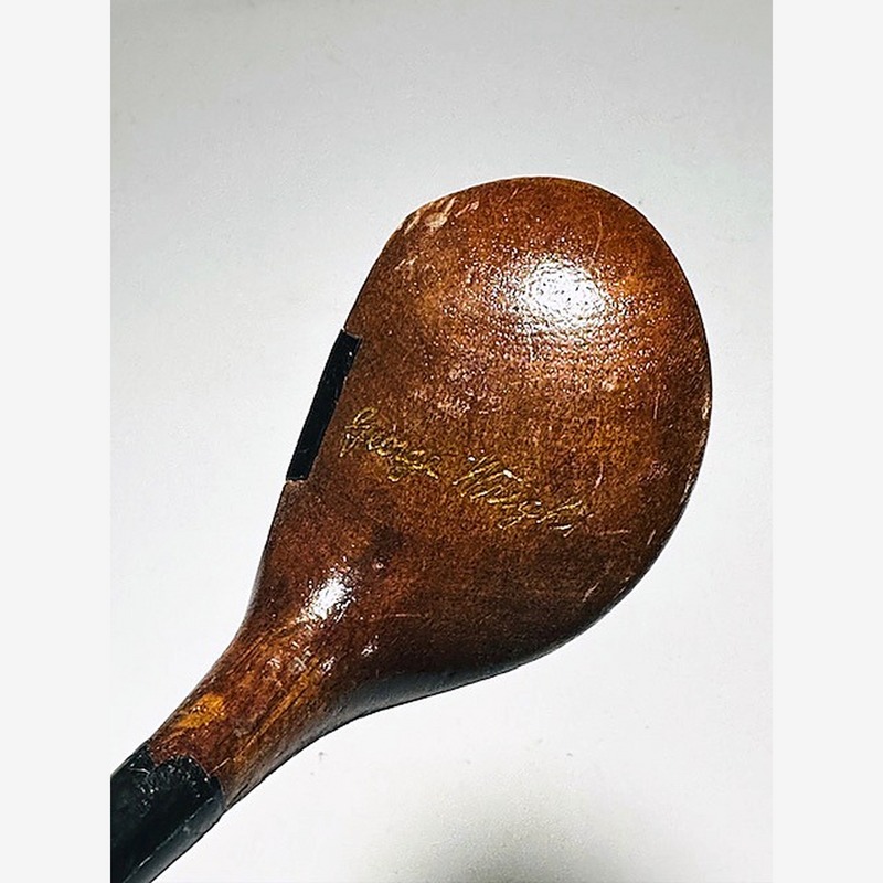 George Wright G 925 W Fancy Face No. 2 Wood – vintage hickory golf wood, George Wright crown script