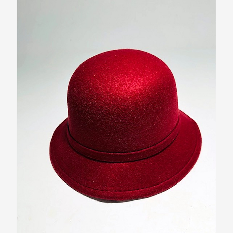 Red Felt Cloche — Bow Trim Pro Shop Hat — hickory golf, view 2