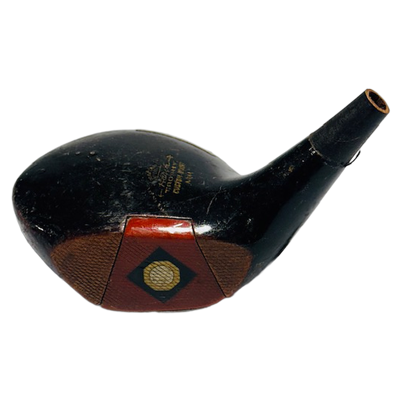 Walter Hagen Trophy Fancy Face Driver Head, vintage hickory golf club builder head, face and fancy-face insert