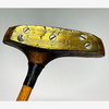 Spalding hickory golf mallet putter, brass face detail