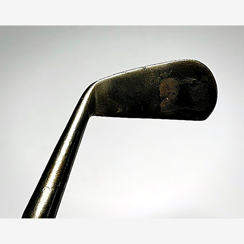 Willie Fernie smooth face iron face view, vintage hickory golf