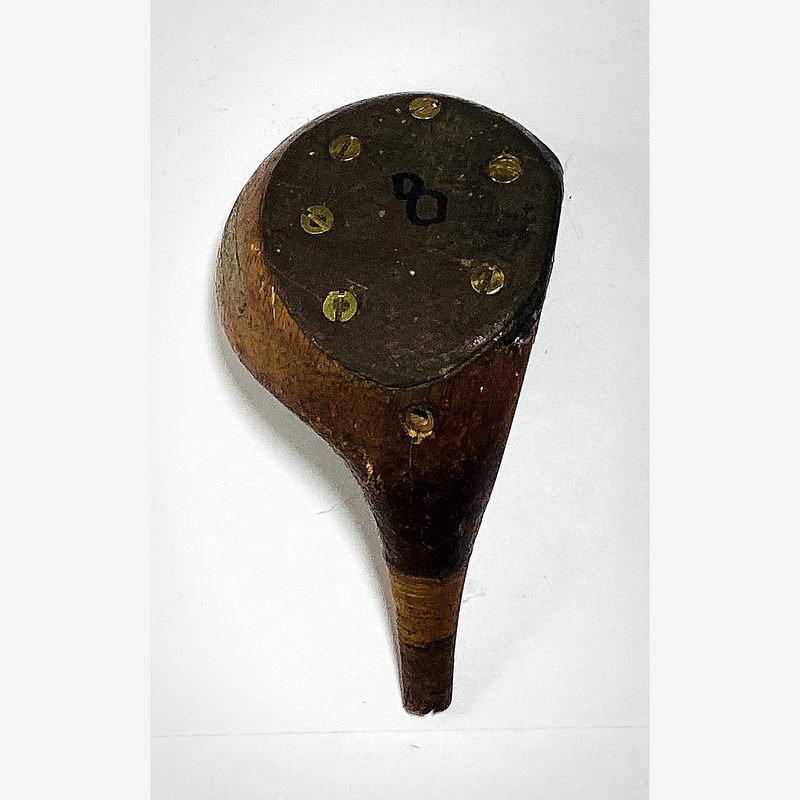 Bullock's Los Angeles DLS No. 8 Wood Head, vintage hickory golf club builder head, sole and soleplate
