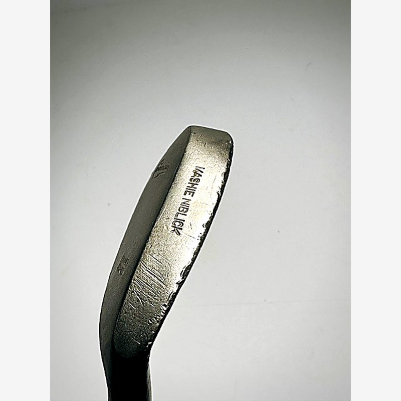 Carnoustie mashie niblick hickory golf iron, maker stamp detail