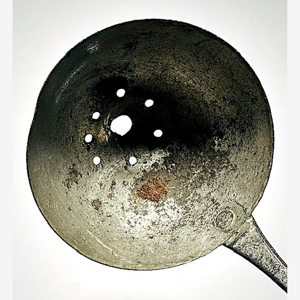 Antique golf ball retriever hickory golf — top view of the perforated scoop cup