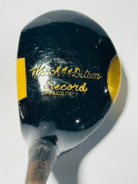 Wright & Ditson Record fancy face driver head, vintage hickory golf club builder head