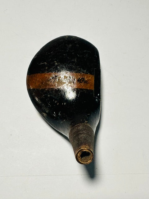 Spalding & Bros Duncan fancy face driver head, left-handed, vintage hickory golf club builder head