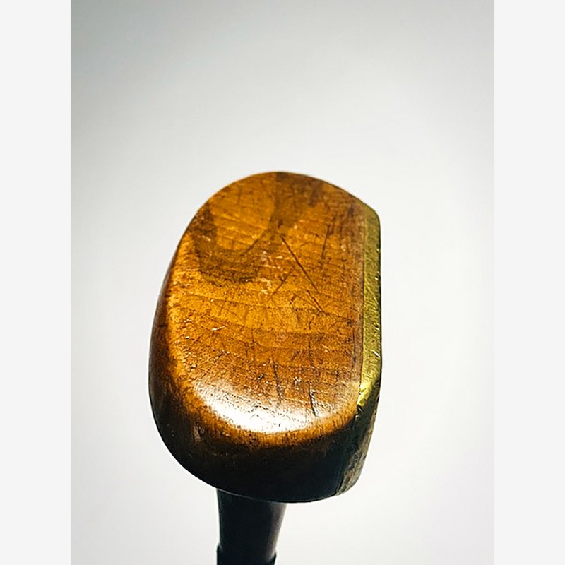 Wright & Ditson wood mallet putter sole view, hickory golf