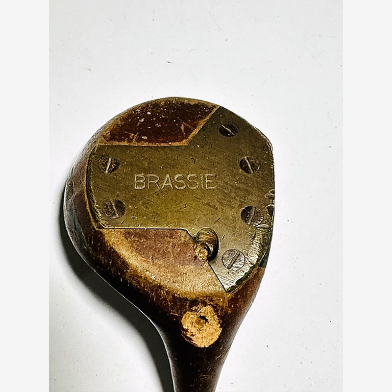 Burke Autograph Fancy Face Brassie Head, vintage hickory golf club builder head, soleplate