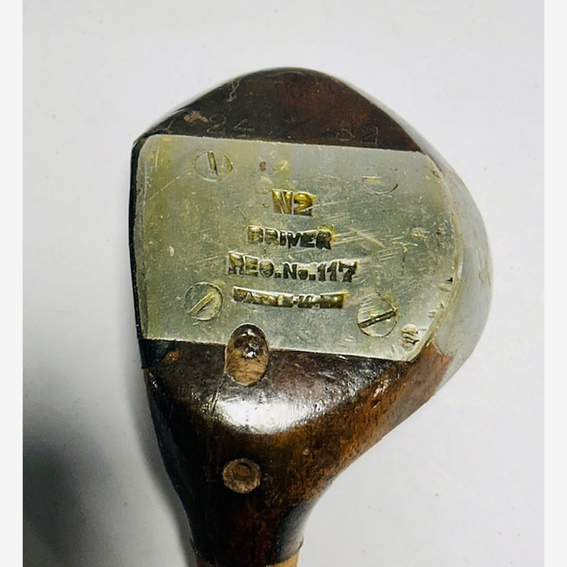 Walter Hagen Deluxe Fancy Face Driver Head (Left-Handed), vintage hickory golf club builder head, soleplate