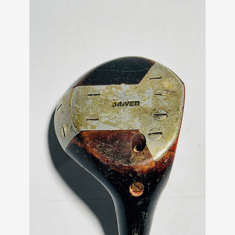 Walter Hagen Trophy Fancy Face Driver Head, vintage hickory golf club builder head, soleplate