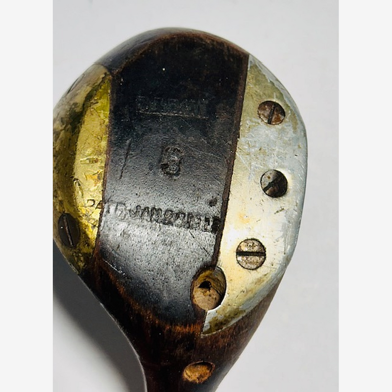 A.G. Spalding Fancy Face 3-Wood Head, vintage hickory golf club builder head, soleplate