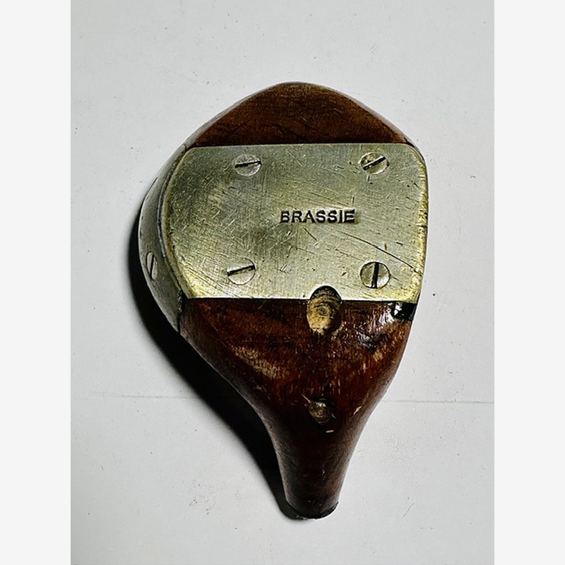 Walter Hagen Signature Fancy Face Brassie Head, vintage hickory golf club builder head, soleplate