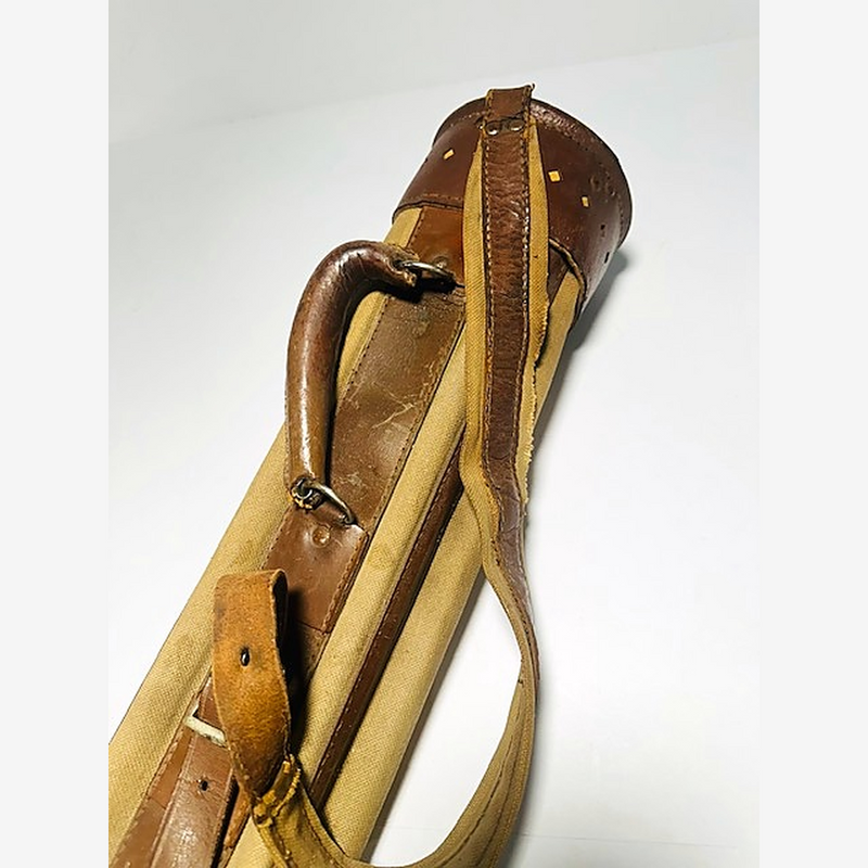 Canvas & Leather Trim Golf Bag — Studded Alloy Base — hickory golf, view 3
