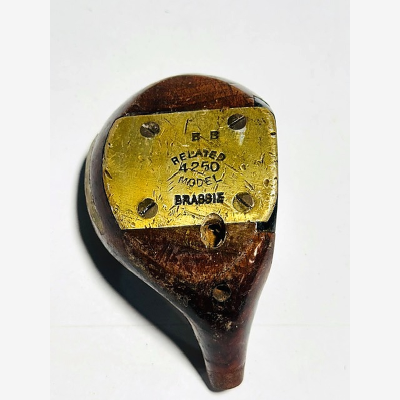 Matched Pathfinder 4250 Fancy Face Brassie Head, vintage hickory golf club builder head, soleplate