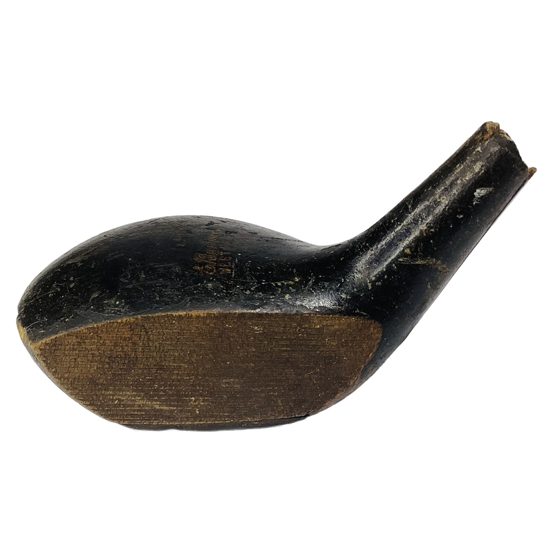 Vintage Black Lacquer Wood Head, vintage hickory golf club builder head, profile and face
