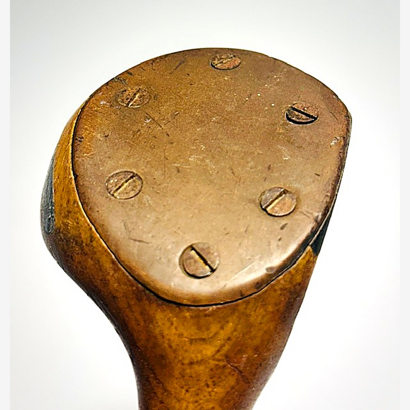 Wright & Ditson Special original hickory driver head, sole detail