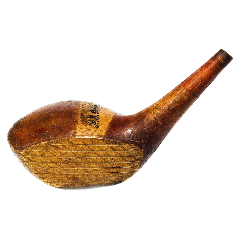 H.E. Pearse Wood Head, vintage hickory golf club builder head, profile and face