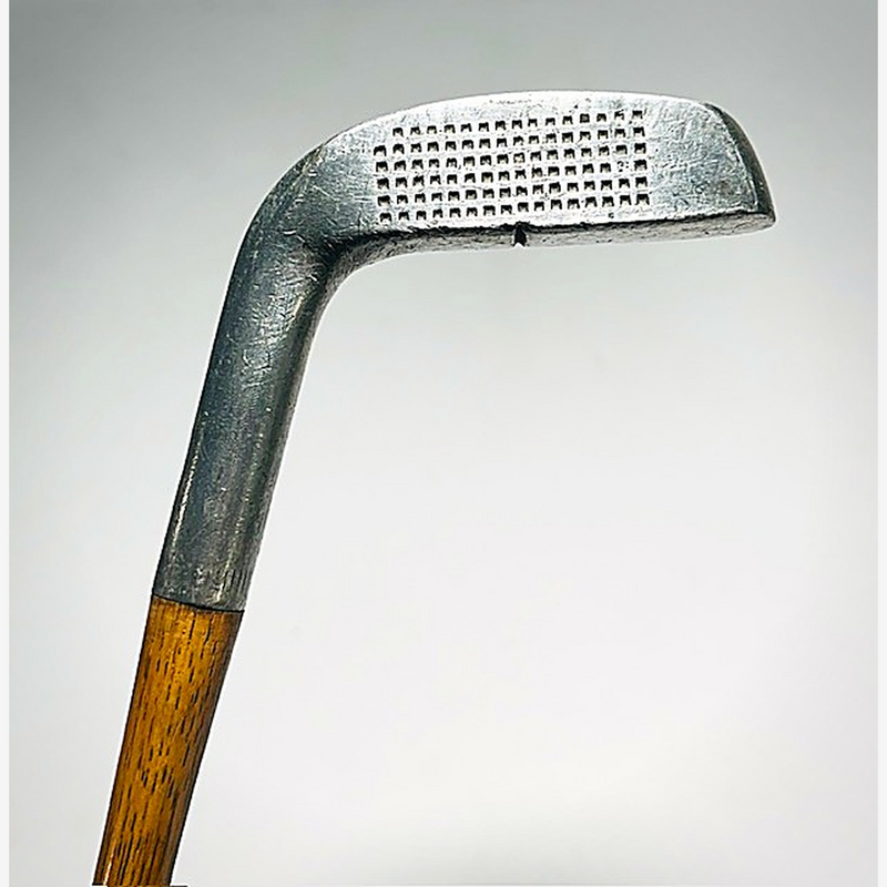 Hillerich & Bradsby 10M mallet putter, vintage hickory golf, detail view 3
