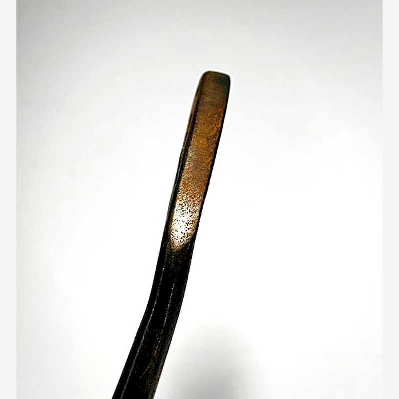 Top-edge patina detail on George Nicoll hickory golf putter