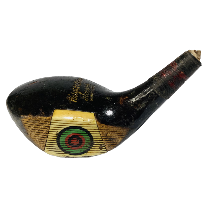 Wright & Ditson Record No. 1 Wood Fancy Face Head, vintage hickory golf club builder head, profile and face