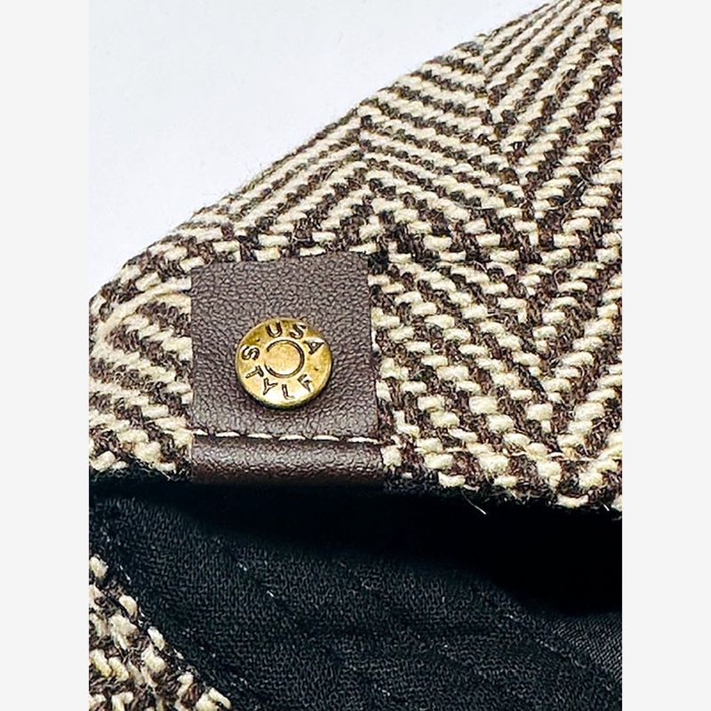 Herringbone Peaky Cap Cream and Brown Hat