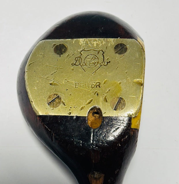 Dubow Ellis Shield fancy face driver head, vintage hickory golf club builder head