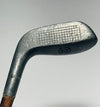 Braid-Mills putter gridded scored face at address with Standard Golf cleek mark