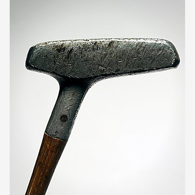 Jerry Travers Schenectady putter face view, hickory golf