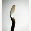Topline of the J. Gourlay offset blade putter showing the crank in the hosel, hickory golf