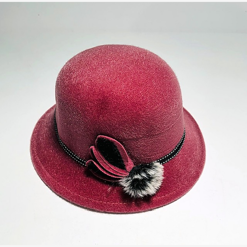 Burgundy Cloche — Floral Trim Pro Shop Hat — hickory golf, view 1