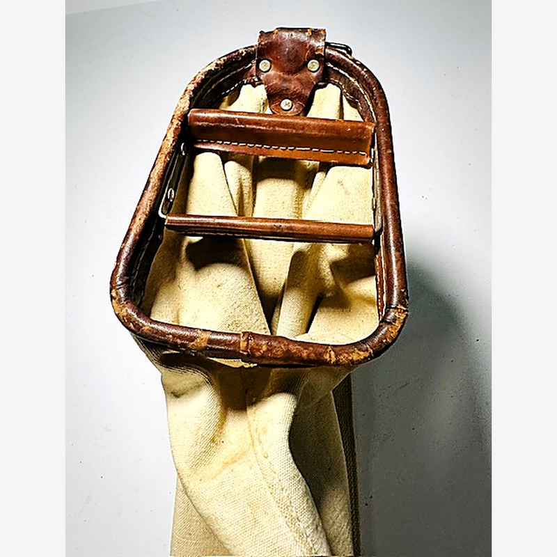 Vintage canvas single-stay hickory golf bag, round bottom