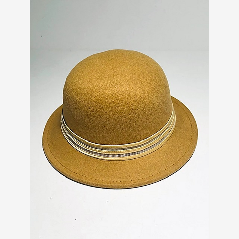 Honey gold ladies golf hat, side and back view of rolled brim