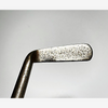 Smooth face of the J. Gourlay hickory golf putter shown at address