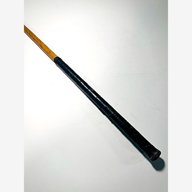 Antique golf ball retriever hickory golf — leather-wrapped grip detail