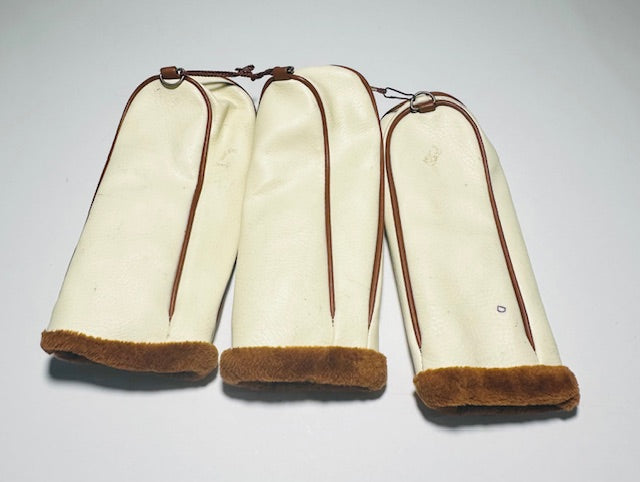 Coach Vintage Leather Headcover Set by Daiwa | Hickory Golf 1, 3 & Blank