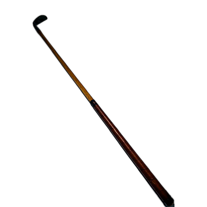 MacGregor Bobbie slotted hosel iron full club view, vintage hickory golf club
