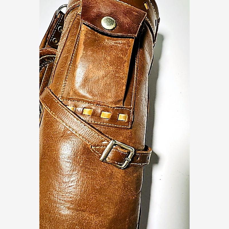 Vintage leather slouch golf bag hickory golf detail