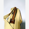 Vintage canvas single-stay hickory golf bag, wear detail